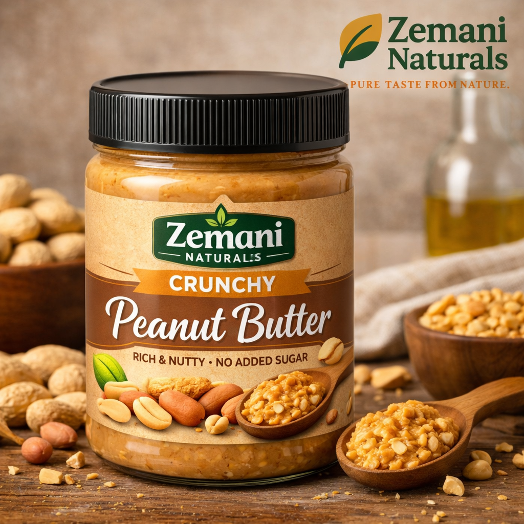 Zemani Naturals Crunchy Peanut Butter – 100% Natural Rich & Nutty Spread 2kg Value Jar