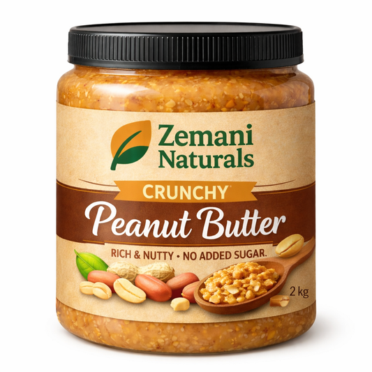 Zemani Naturals Crunchy Peanut Butter – 100% Natural Rich & Nutty Spread 2kg Value Jar