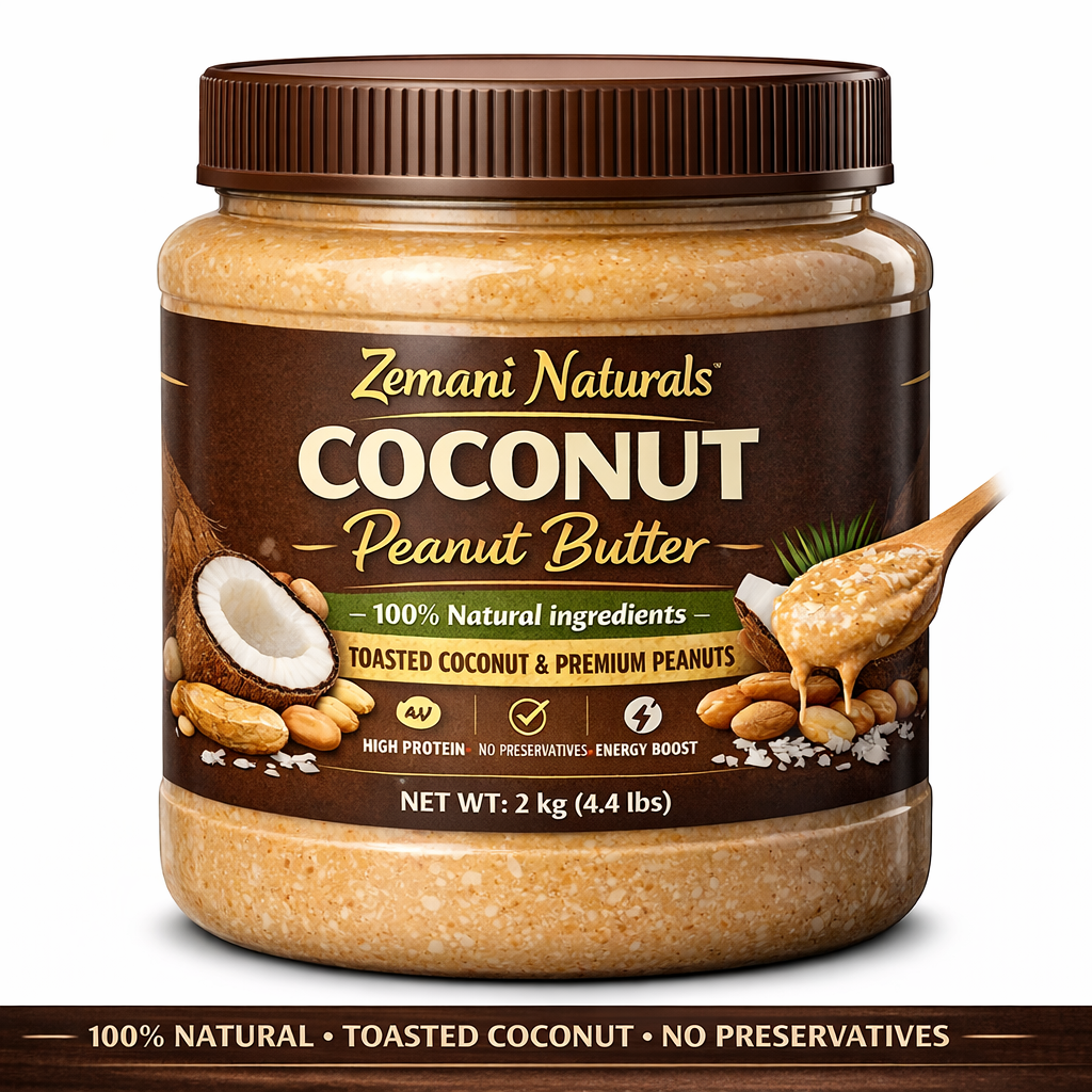 Zemani Naturals Coconut Peanut Butter – 100% Natural Toasted Coconut Spread 2kg Value Jar