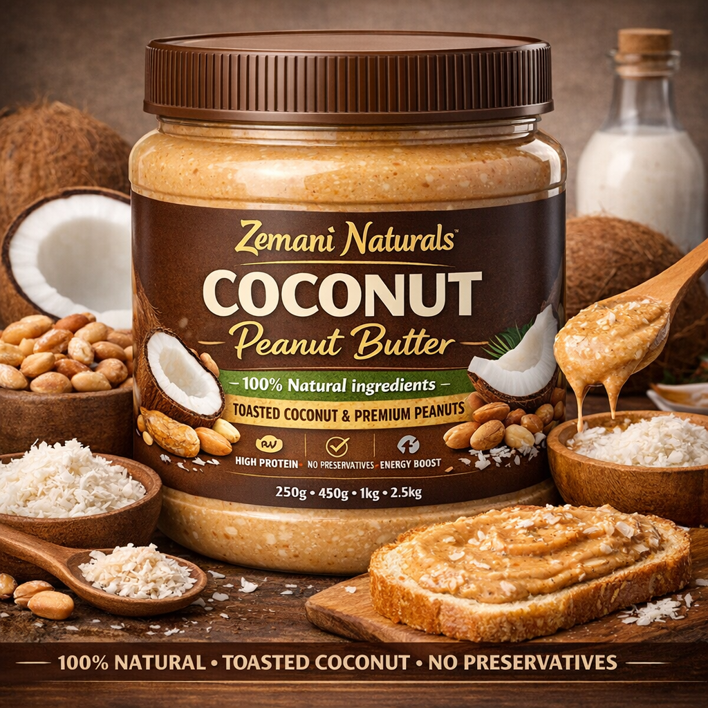 Zemani Naturals Coconut Peanut Butter – 100% Natural Toasted Coconut Spread 2kg Value Jar