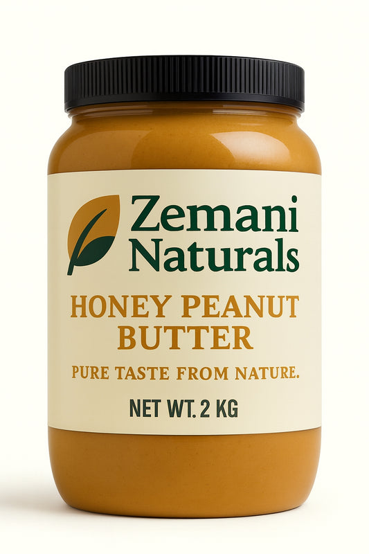 Zemani Naturals Honey Peanut Butter – Naturally Sweetened High-Protein Spread (2kg Value Jar)